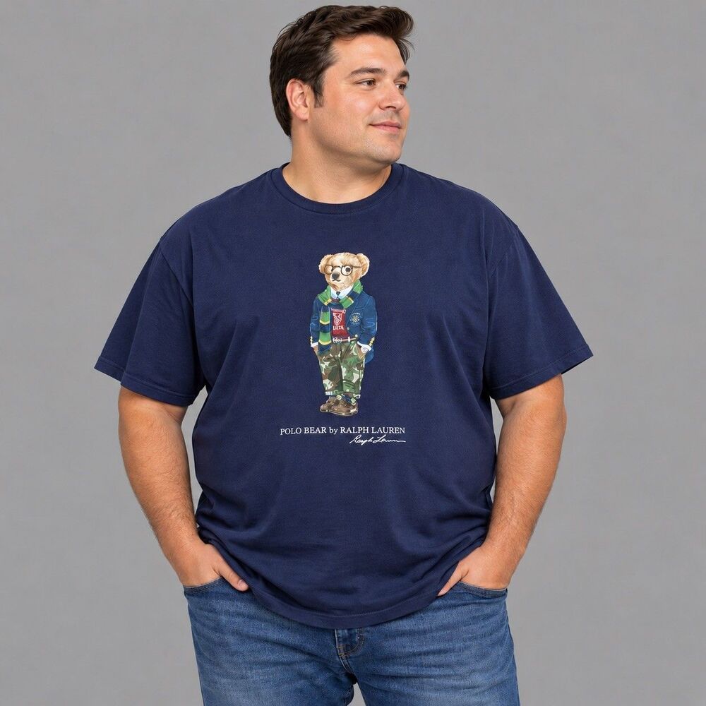 Polo Ralph Lauren Men's Classic Fit Polo Bear Jersey T-Shirt Navy Blue XXL 2XL